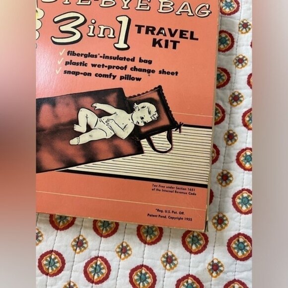 NIB Vintage 1955 Baby Diaper Bag Change Sheet & Pillow Yellow Floral RARE - Picture 3 of 6